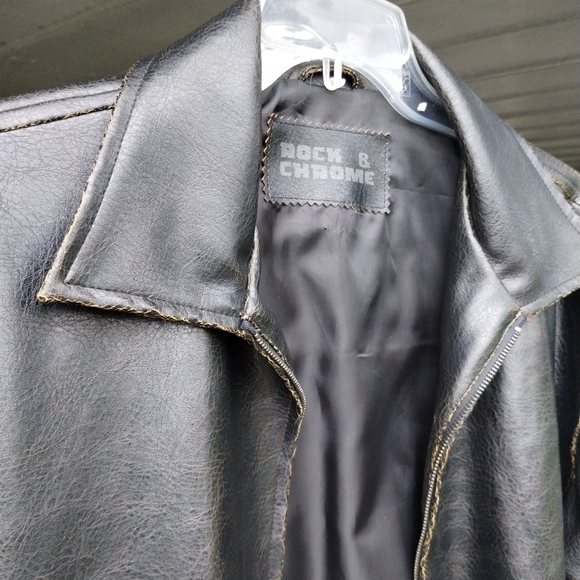 Rock And Chrome Black Faux Leather Jacket - Picture 2 of 8
